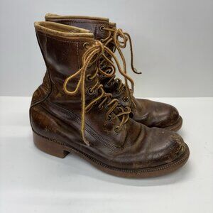 Vintage GREB DUNHAM’S Brown LEATHER WORK Hunting Chore Boots Sz 7 Logging Rugged